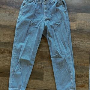 Blue Striped Pants with Comfort Elastic Waistband